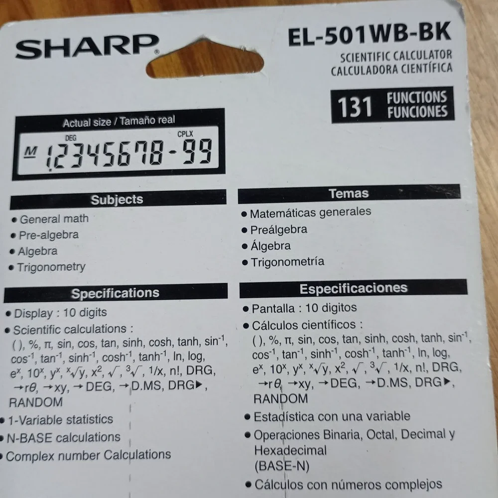 NEW SHARP Calculator Black‎ EL-501WB-BK Chemistry Physics Test Scientific 7-PACK